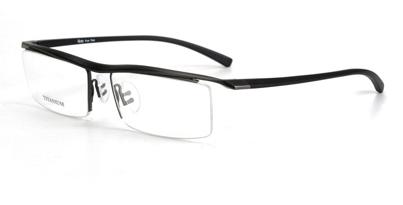 Hotony Men's Semi Rim Browline Titanium Frame Eyeglasses P8189 Semi Rim Hotony