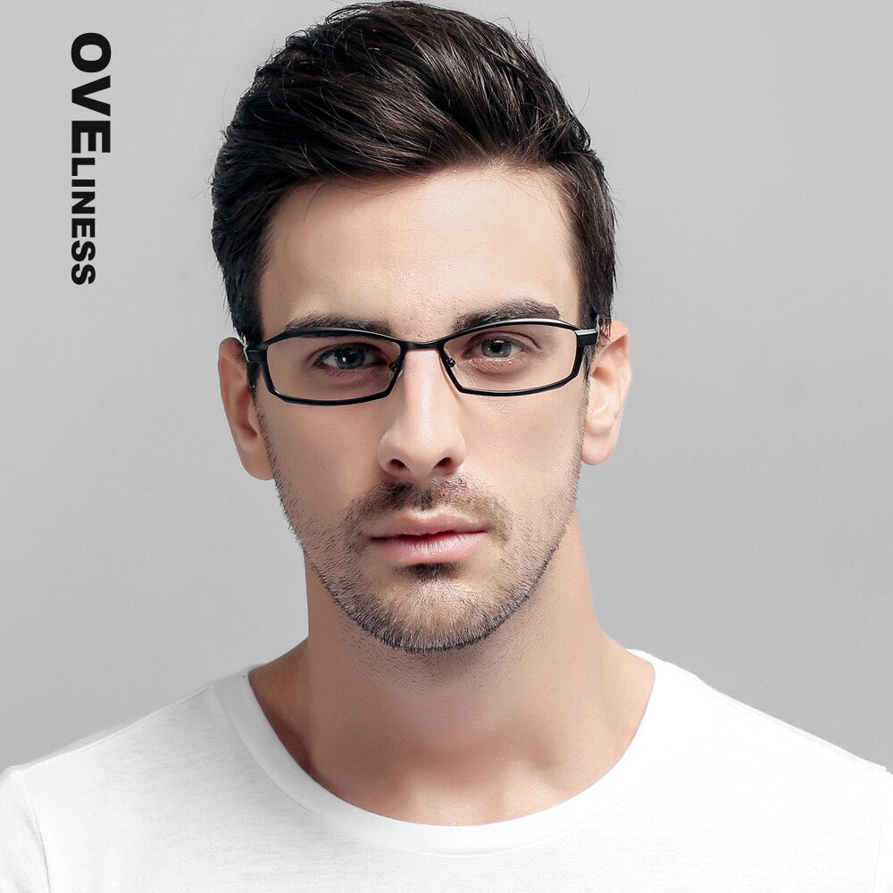 Oveliness Men's Full Rim Rectangle Titanium Eyeglasses P8718 Full Rim Oveliness