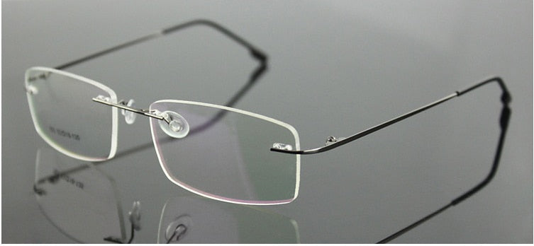 Chashma Ottica Unisex Rimless Rectangle Titanium Alloy Eyeglasses 763 Rimless Chashma Ottica Gun Gray