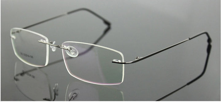 Chashma Ottica Unisex Rimless Rectangle Titanium Alloy Eyeglasses 763 Rimless Chashma Ottica Gun Gray