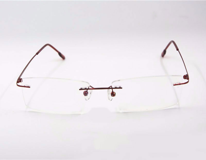 Reven Jate Unisex Rimless Square Titanium Eyeglasses R522 Rimless Reven Jate Red