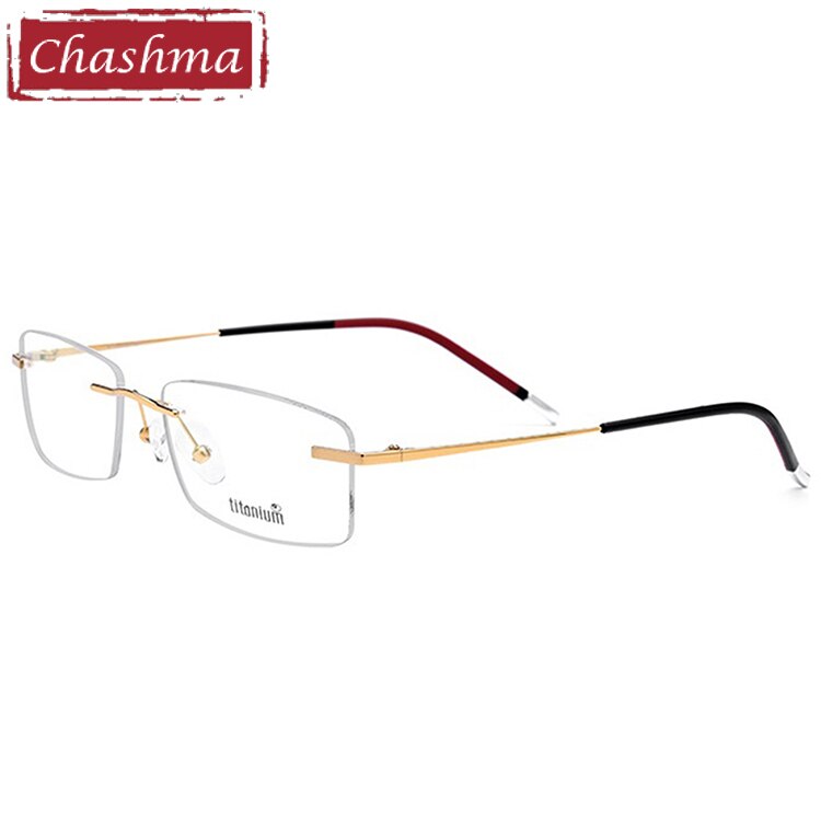 Chashma Men's Rimless Rectangle Titanium Eyeglasses 9202 Rimless Chashma Gold