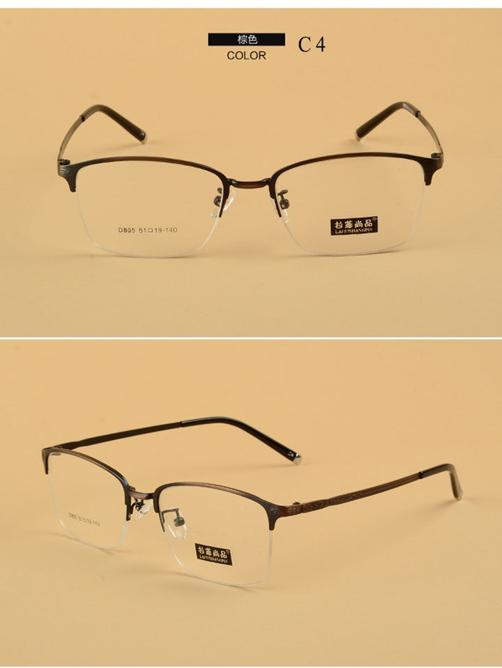 Unisex Semi Rim Alloy Frame Eyeglasses D805 Semi Rim Bclear