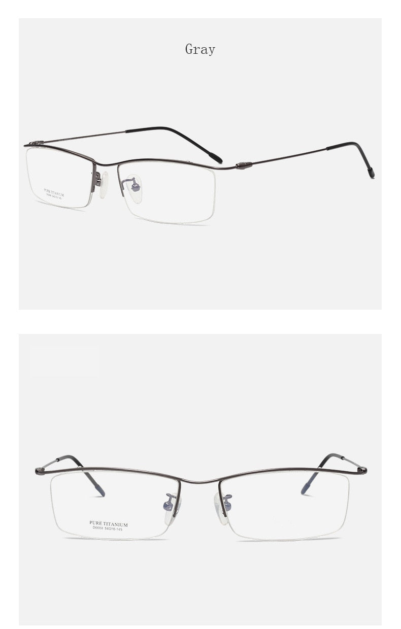 Hotony Men's Semi Rim Browline Titanium Frame Eyeglasses 6688 Semi Rim Hotony