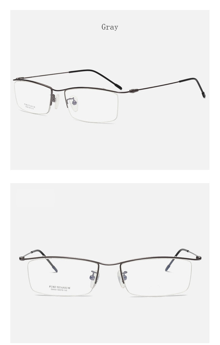 Hotony Men's Semi Rim Browline Titanium Frame Eyeglasses 6688 Semi Rim Hotony