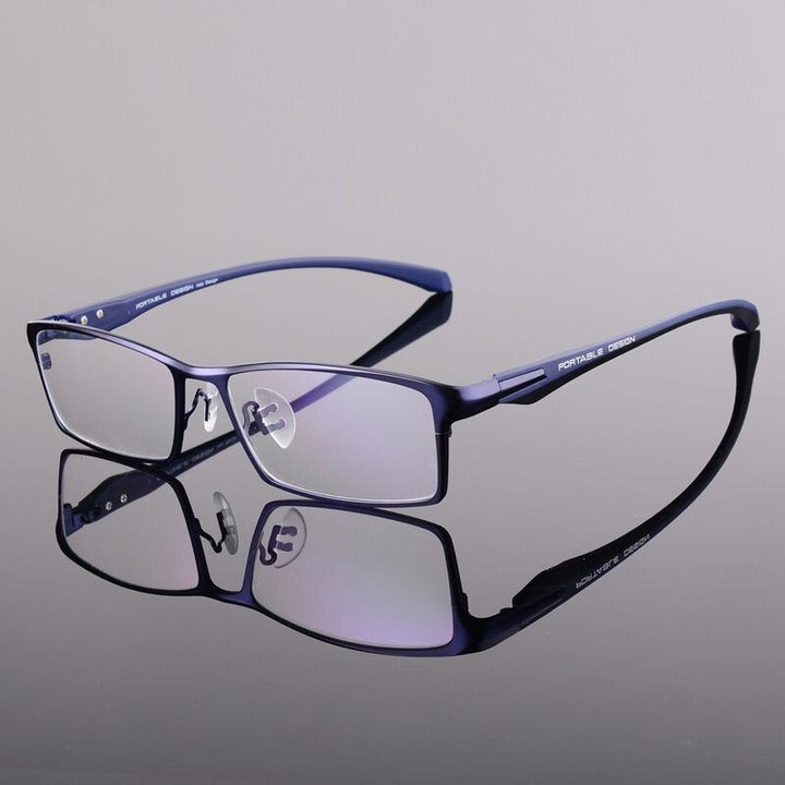 Hotochki Men's Full Rim Rectangular Alloy Acetate Frame Eyeglasses Full Rim Hotochki