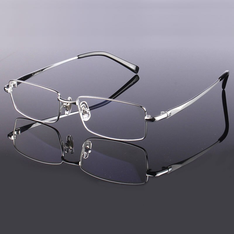 Hotony Men's Full Rim Square Titanium Alloy Frame Eyeglasses L9867 Full Rim Hotony Silver