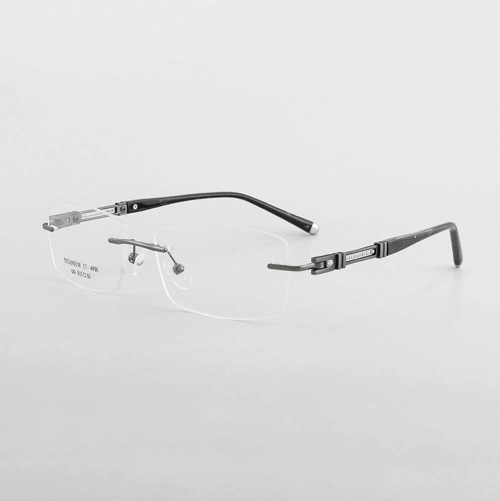 Aissuarvey Men's Rimless Square Acetate Titanium Frame Eyeglasses As10151 Rimless Aissuarvey Eyeglasses gray  