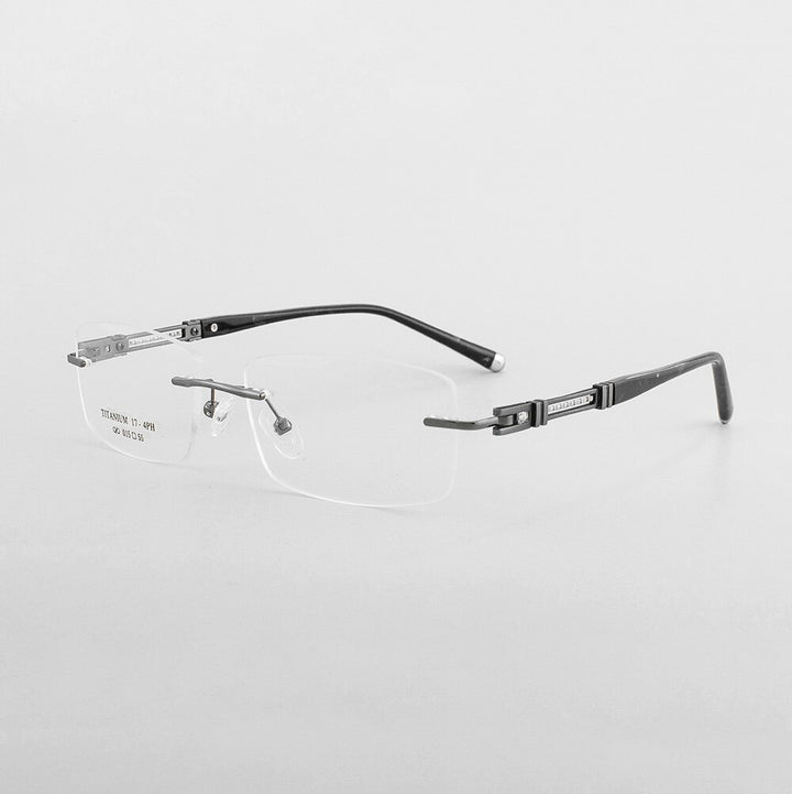 Aissuarvey Men's Rimless Square Acetate Titanium Frame Eyeglasses As10151 Rimless Aissuarvey Eyeglasses gray  