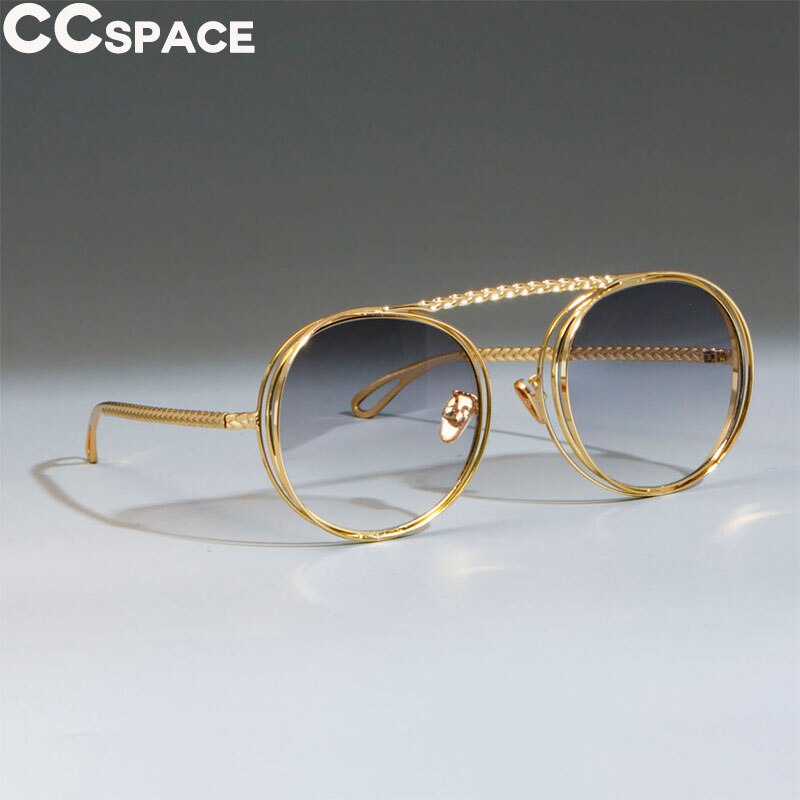 CCspace Women's Full Rim Steampunk Round Alloy Frame Sunglasses 47803 Sunglasses CCspace Sunglasses light gray white