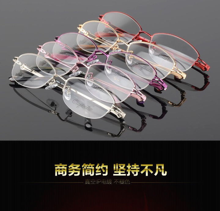 Women's Half Rim Eyeglasses Alloy Frame Sf6001 Semi Rim Bclear