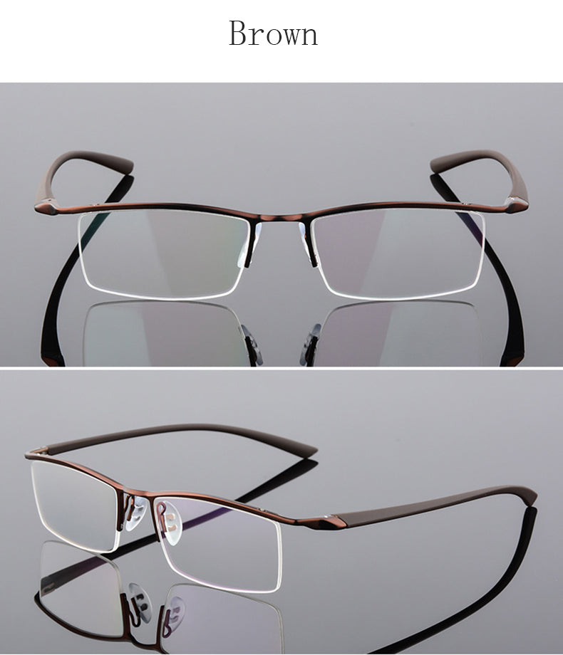 Hotony Men's Semi Rim Browline Alloy Frame Eyeglasses P8190 Semi Rim Hotony