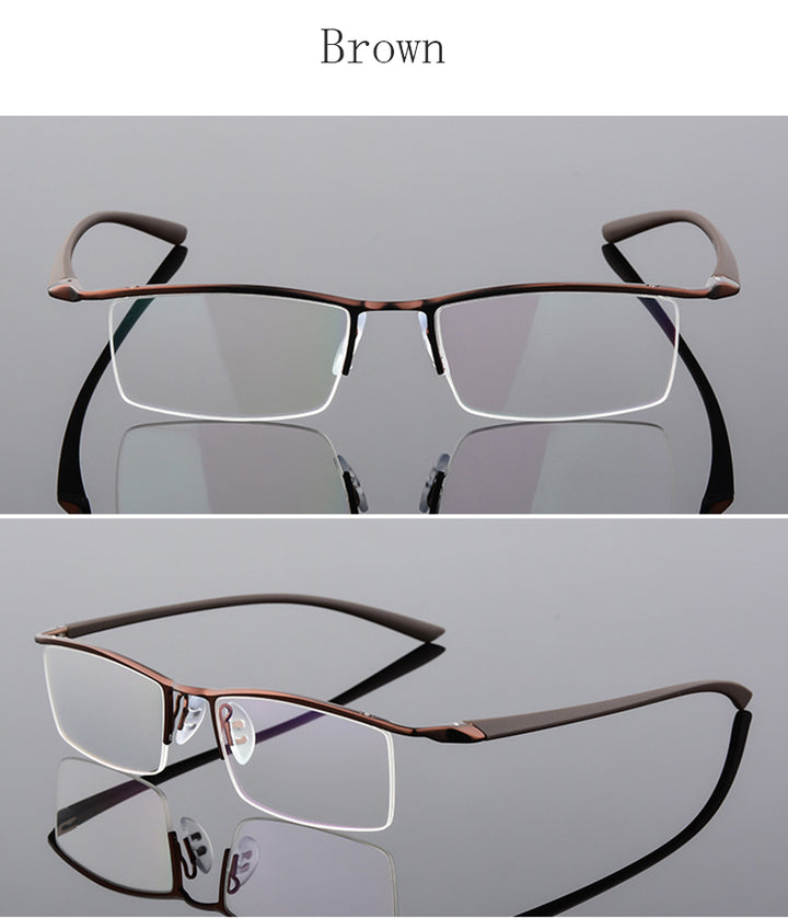Hotony Men's Semi Rim Browline Alloy Frame Eyeglasses P8190 Semi Rim Hotony