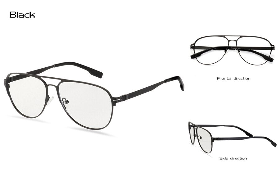 Hotony Men's Full Rim Round Alloy Double Bridge Frame Eyeglasses Full Rim Hotony