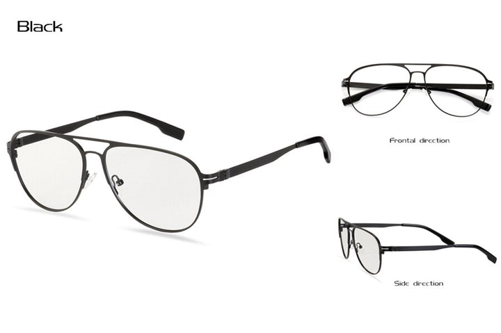 Hotony Men's Full Rim Round Alloy Double Bridge Frame Eyeglasses Full Rim Hotony
