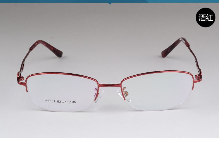 Women's Half Rim Alloy Frame Eyeglasses F6051 Semi Rim Bclear