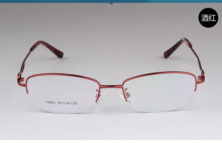 Women's Half Rim Alloy Frame Eyeglasses F6051 Semi Rim Bclear