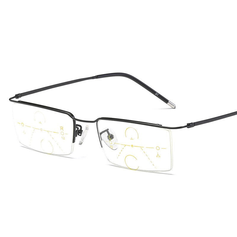 Brightzone Men's Reading Glasses Semi Rim Alloy Progressive Reading Glasses Brightzone
