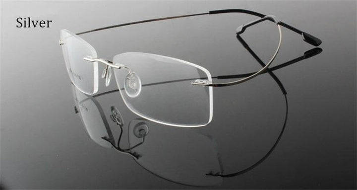 Chashma Ottica Unisex Rimless Rectangle Titanium Eyeglasses Frp1510 Rimless Chashma Ottica silver