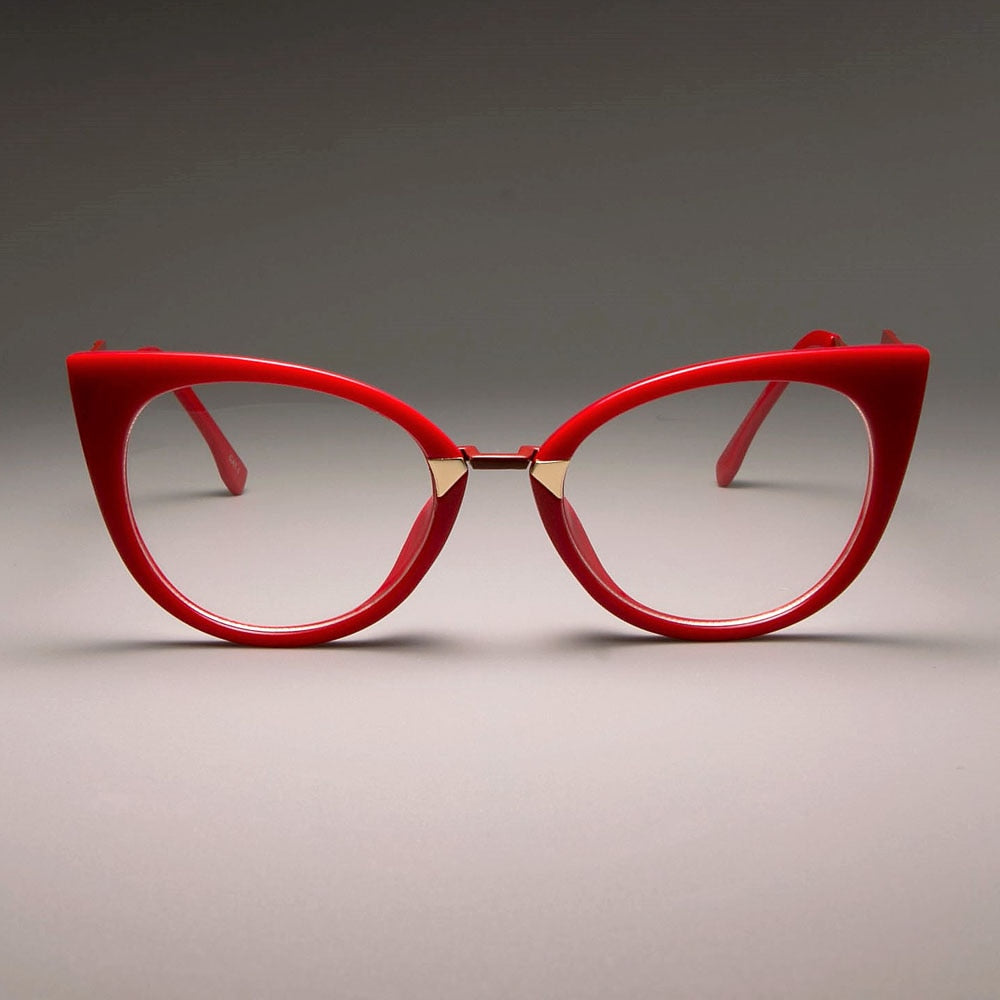 CCspace Women's Full Rim Cat Eye Acetate Frame Eyeglasses 45045 Full Rim CCspace C5 red clear