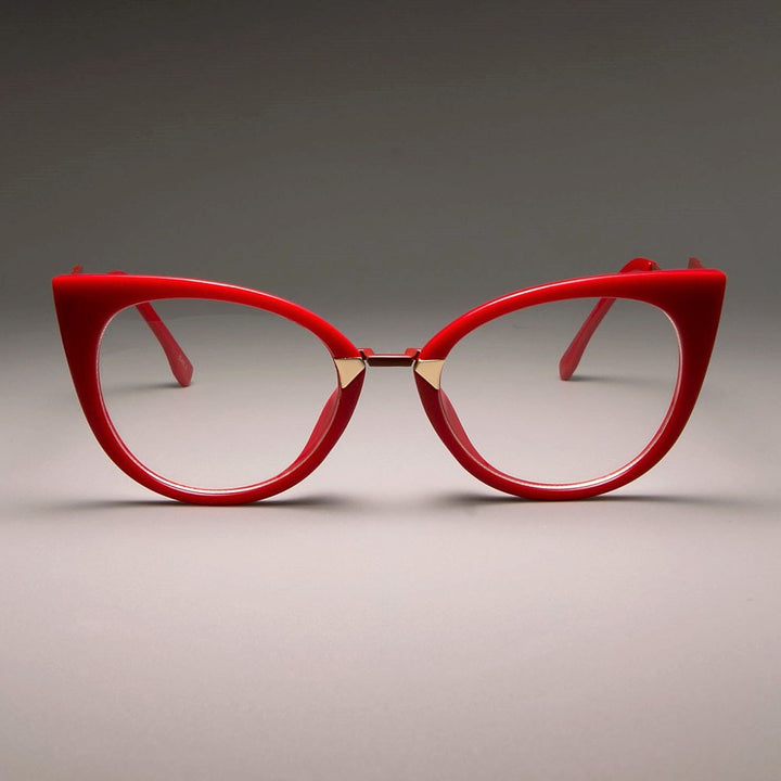 CCspace Women's Full Rim Cat Eye Acetate Frame Eyeglasses 45045 Full Rim CCspace C5 red clear