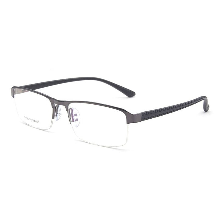 Reven Jate Men's Semi Rim Square Alloy Eyeglasses P9165 Semi Rim Reven Jate Gray