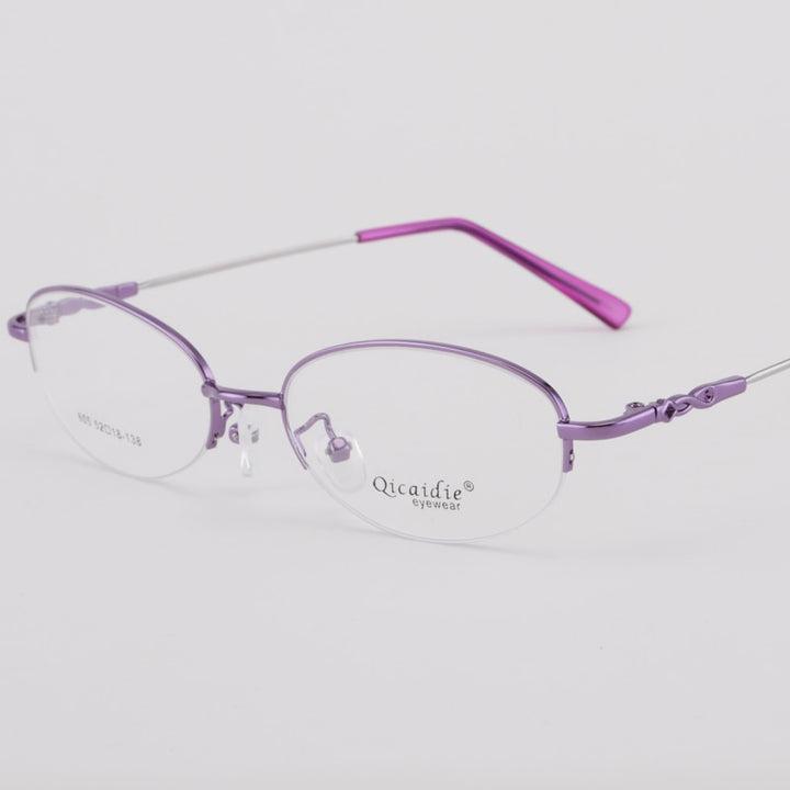 Women's Memory Alloy Semi Rim Frame Eyeglasses 605 Semi Rim Bclear