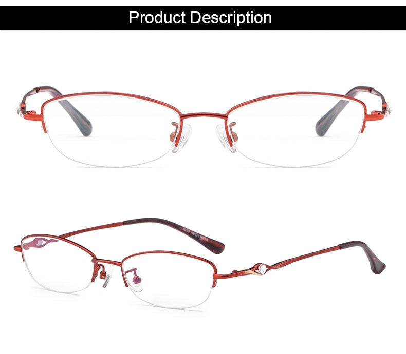 Hotochki Women's Semi Rim Alloy Frame Reading Glasses 3039 Reading Glasses Hotochki