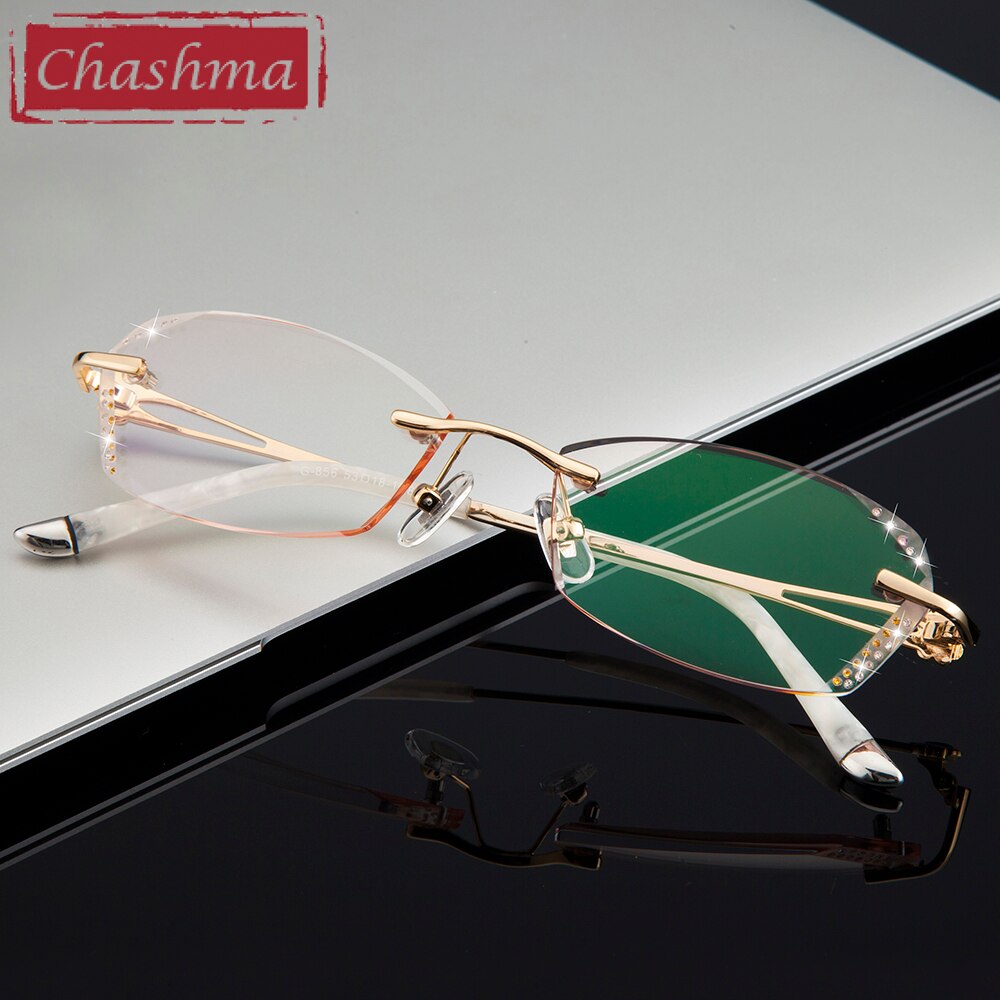 Chashma Women's Rimless Square Titanium Eyeglasses R856 Rimless Chashma