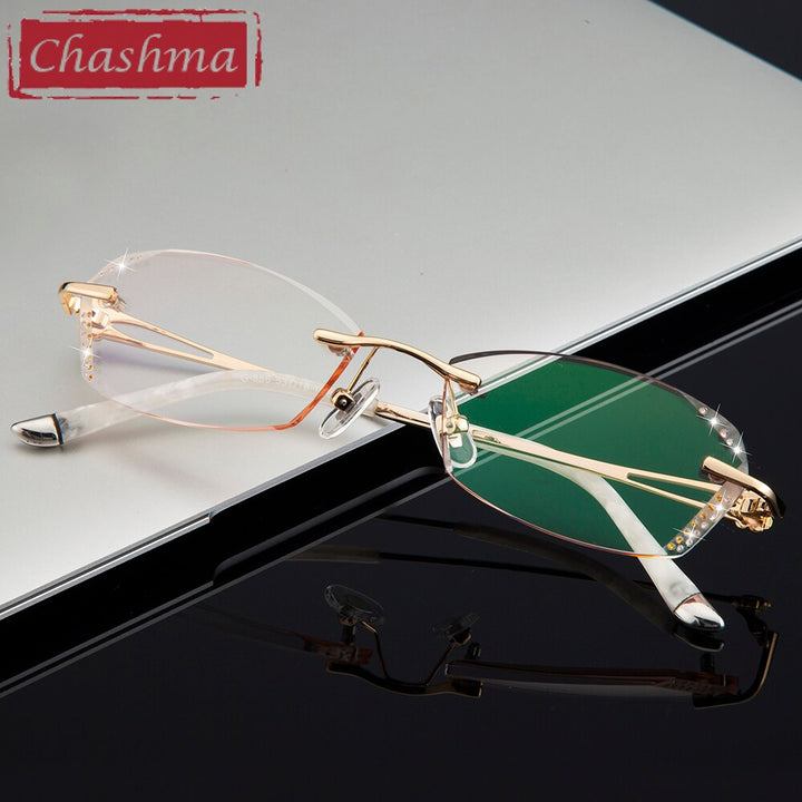 Chashma Women's Rimless Square Titanium Eyeglasses R856 Rimless Chashma