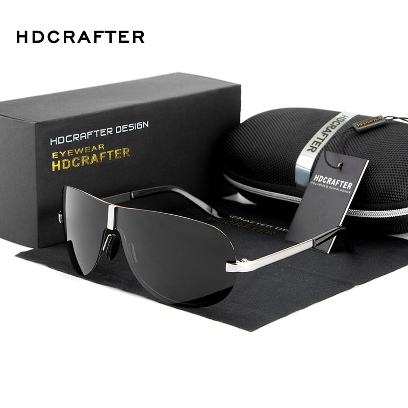 Hdcrafter Men's Full Rim Rectangle Oval Alloy Frame Polarized Sunglasses Sunglasses HdCrafter Sunglasses