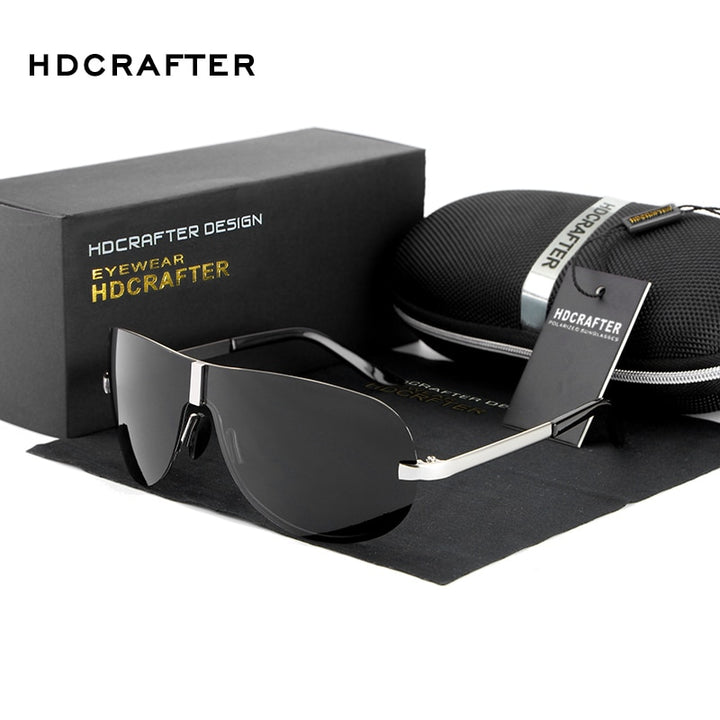 Hdcrafter Men's Full Rim Rectangle Oval Alloy Frame Polarized Sunglasses Sunglasses HdCrafter Sunglasses