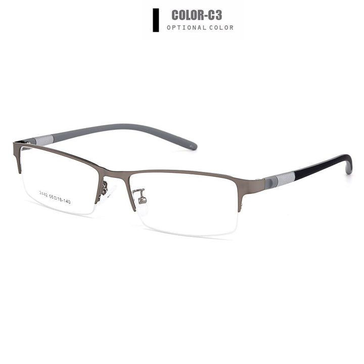 Gmei Men's Eyeglasses Semi Rim Titanium Alloy Square Y2442 Semi Rim Gmei Optical C3