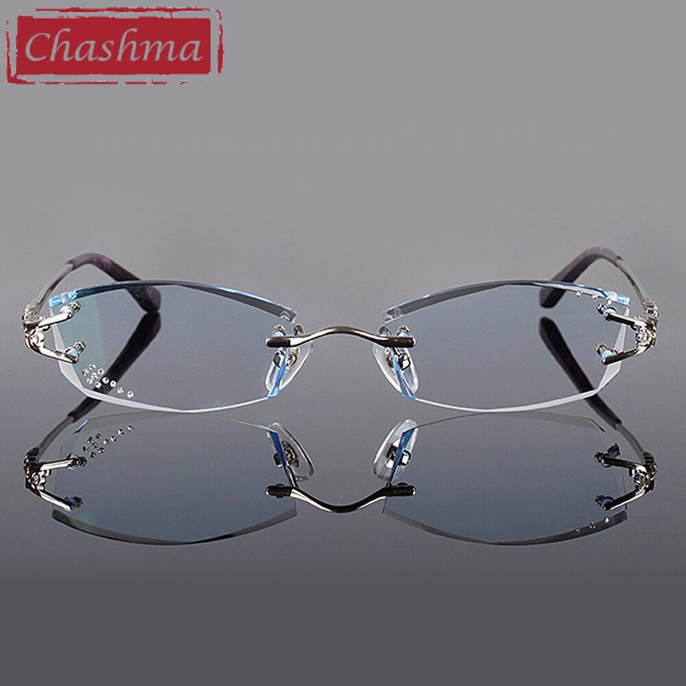 Chashma Women's Rimless Square Titanium Eyeglasses 1006 Rimless Chashma