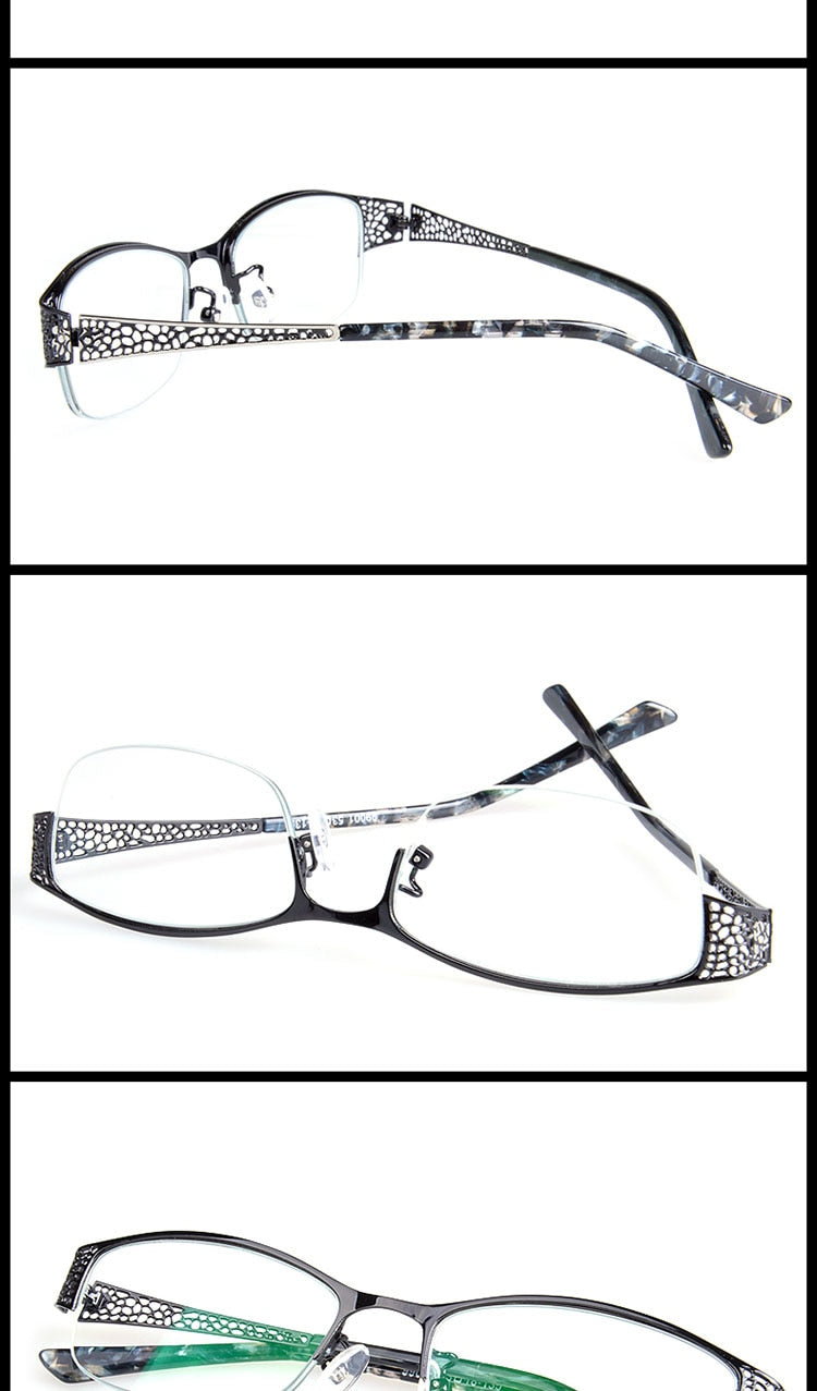 Bclear Women's Alloy Semi Rim Eyeglasses Photochromic P99001 Semi Rim Bclear