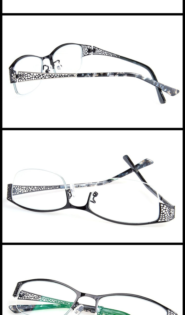 Bclear Women's Alloy Semi Rim Eyeglasses Photochromic P99001 Semi Rim Bclear