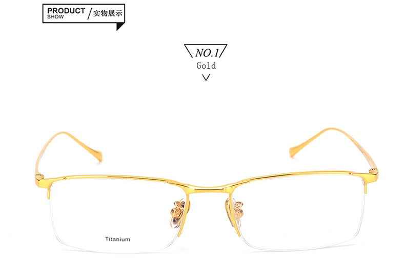 Hotony Men's Semi Rim Square Titanium Frame Eyeglasses S8803 Semi Rim Hotony