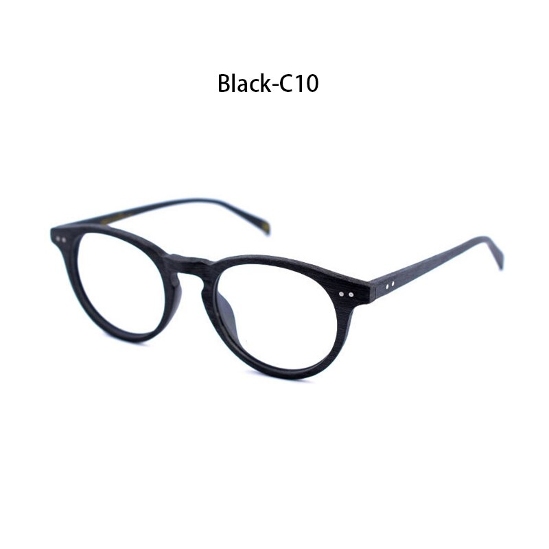Hdcrafter Unisex Full Rim Round Wood Frame Eyeglasses Ps6089 Full Rim Hdcrafter Eyeglasses Black C10