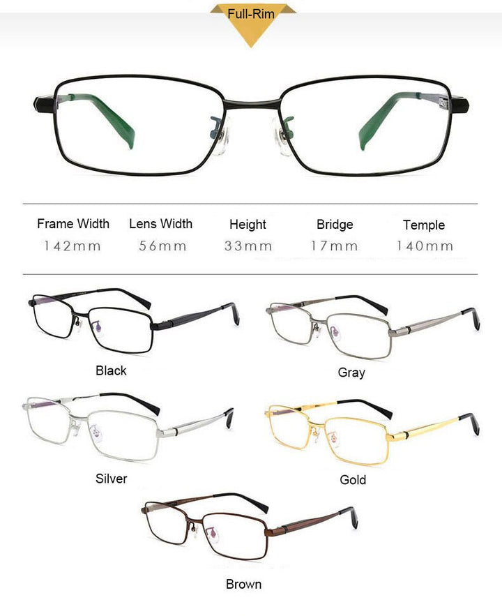 Hotochki Men's Full/Semi Rim Titanium Frame Progressive Reading Glasses 81133 Reading Glasses Hotochki