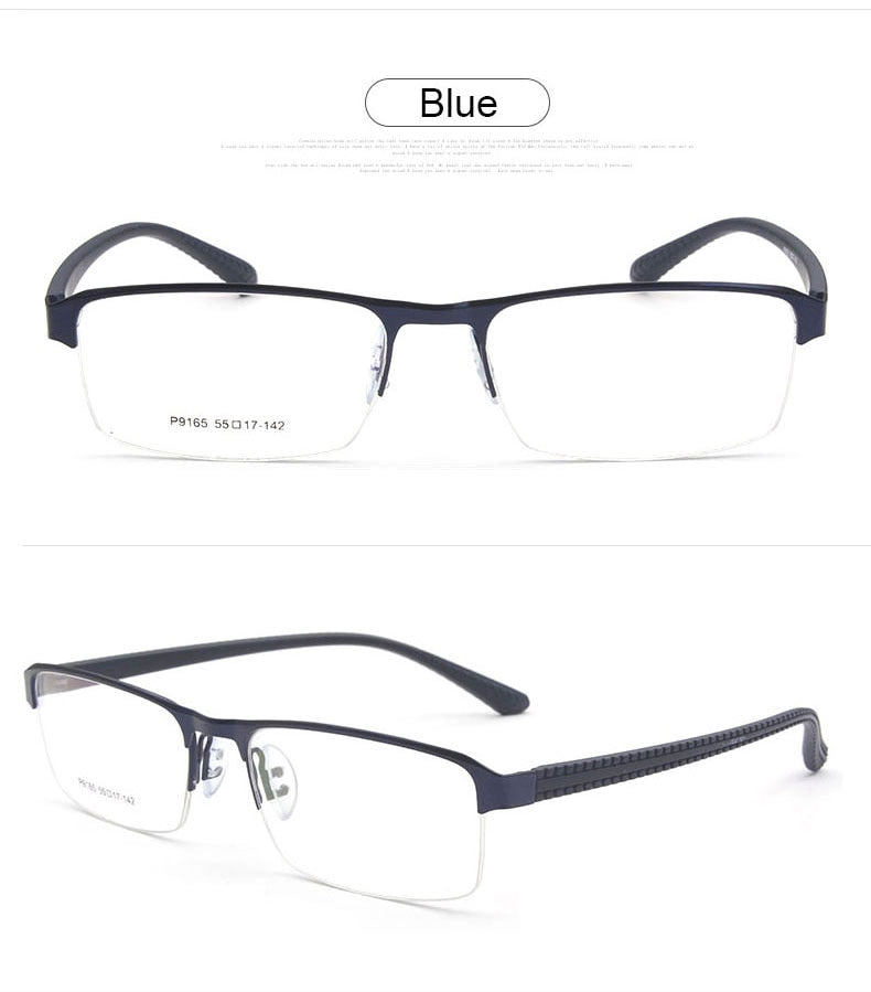 Reven Jate Men's Semi Rim Square Alloy Eyeglasses P9165 Semi Rim Reven Jate