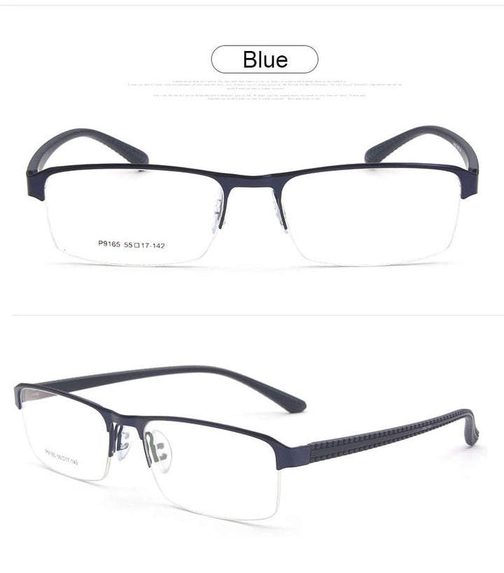 Reven Jate Men's Semi Rim Square Alloy Eyeglasses P9165 Semi Rim Reven Jate