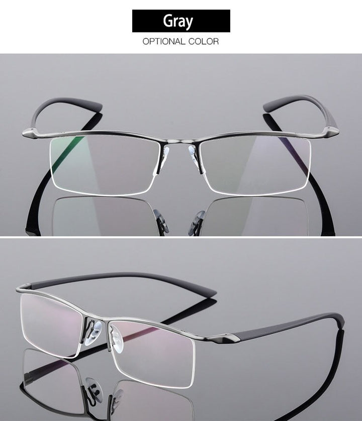 Bclear Men's Browline Semi Rim Eyeglasses Alloy 8190 Semi Rim Bclear