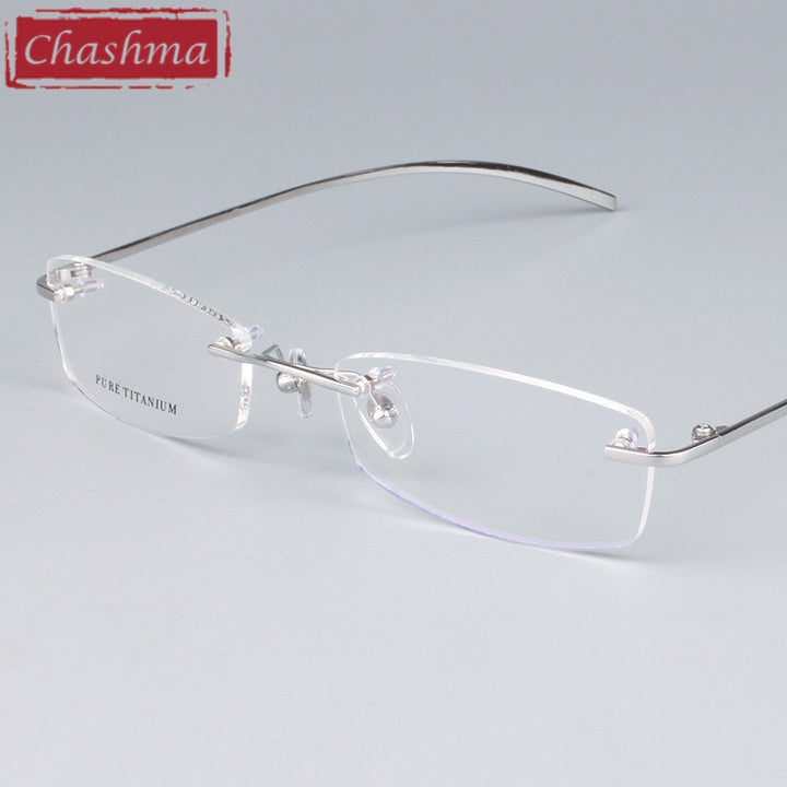 Chashma Ottica Unisex Rimless Rectangle Titanium Eyeglasses 1028 Rimless Chashma Ottica