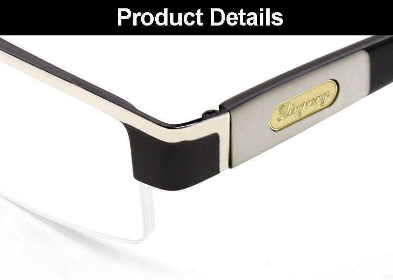 Hotochki Men's Semi Rim Stainless Steel Alloy Frame Reading Glasses D2015 Reading Glasses Hotochki