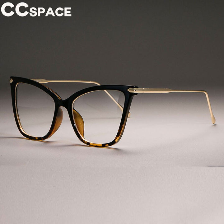 CCspace Women's Full Rim Oversized Square Cat Eye Acetate Frame Eyeglasses 45077 Full Rim CCspace C9 black brown