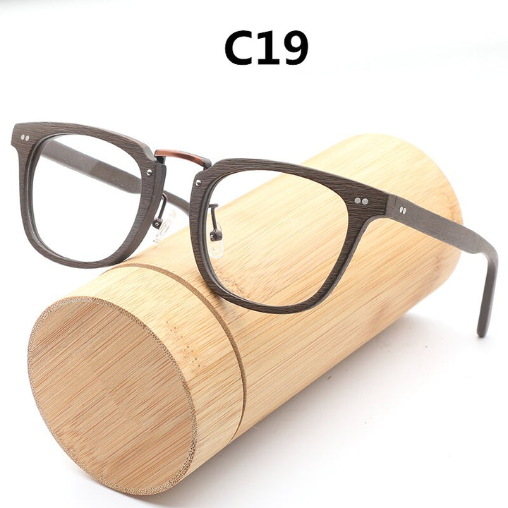 Hdcrafter Unisex Full Rim Square Round Wood Frame Eyeglasses Lbh025 Full Rim Hdcrafter Eyeglasses C19