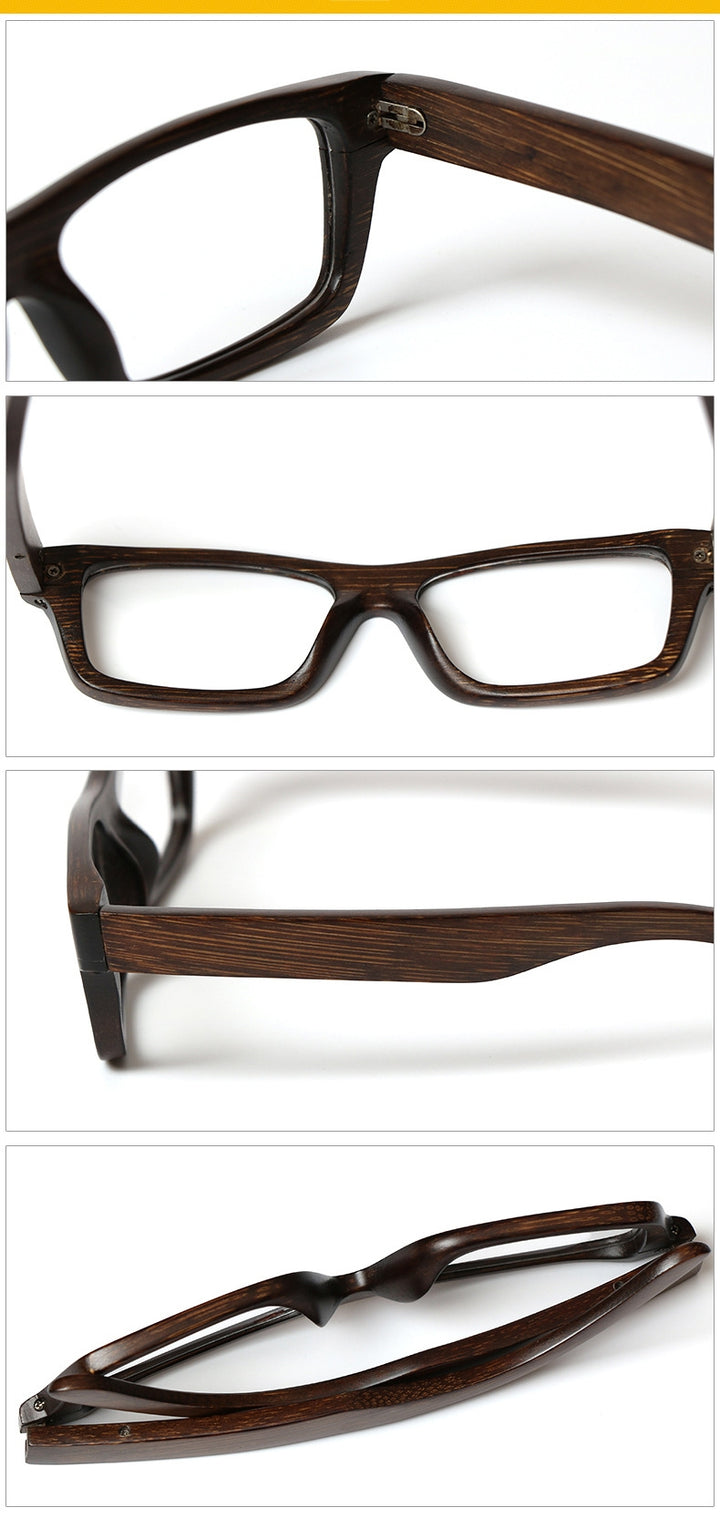 Hdcrafter Unisex Full Rim Square Bamboo Wood Frame Eyeglasses 56190 Full Rim Hdcrafter Eyeglasses