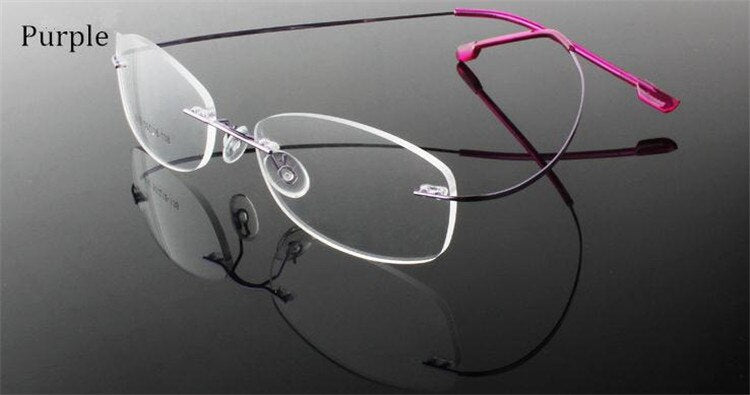 Chashma Ottica Unisex Rimless Rectangle Titanium Eyeglasses Frp1510 Rimless Chashma Ottica purple