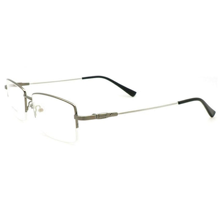 Reven Jate Men's Semi Rim Square Titanium Alloy Eyeglasses Semi Rim Reven Jate Gray