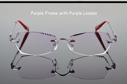 Chashma Women's Rimless Oval Polygon Titanium Eyeglasses 6011 Rimless Chashma Purple